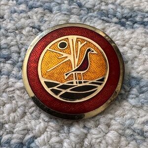 Vintage 70s Red and Gold Enamel Pin